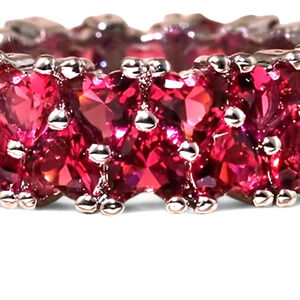 Hot Electric Pink Hearts Heart Shaped Crystal 925 Sterling Silver Plated Ring 8